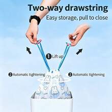 1 Roll 10pcs Extra Thick Durable Drawstring Trash Bags - Thick Portable Polyethylene Garbage Bags, Suitable For Kitchen, Bathroom, Bedroom And Living Room, Home Organization | Fashion Design | Drawstring Closure, Trash Bag Dispenser, Home Essential. - Trash Bags - View 2