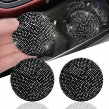 2pcs Shiny Car Cup Holder Coasters, Non-Slip Universal Fashion Car Cup Mats, Inlaid With Sparkling Crystal Rhinestones, Car Interior Accessories, Suitable For Women - A - View 11