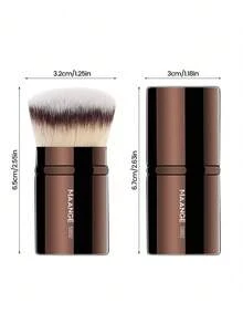 1pc Professional Makeup Brush, Blush Brush, Foundation Brush, Powder Brush, Super Soft Synthetic Bristle Foundation Brush, Suitable For Liquid Foundation, Kabuki Foundation Brush, Travel Essential, Perfect Gift - Chocolate Brown - View 3