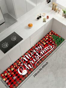 1 buah Keset Natal Motif Kotak-kotak Merah & Hitam dari Tanah Diatom, Motif Santa Claus & Pohon, Anti Selip dan Anti Lelah, Alas Karet Penyerap Minyak, Keset Dekorasi Liburan untuk Dapur, Pintu Masuk, Kamar Mandi, dan Ruang Cuci - MultiWarna - View 18