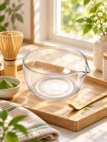 1pc INS Minimalist Transparent Glass Matcha Bowl With Pouring Spout, Japanese Ritual Tea Bowl Tea Sea Tea Dispenser, Large Capacity Kitchen Drinkware, Home Tea Set Accessories, Matcha Tools, Matcha Plate, Large Capacity Can Be Used As Salad Porridge Juice Bowl, Back To School, Christmas, Halloween - Multicolor - View 6
