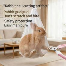 2pcs Set (Includes 1 Random Color Scissors And 1 Mesh Bag): Rabbit Nail Trimming Mesh Bag With Scissors, Rabbit Anti-Scratch Anti-Bite Restraint Bag, Pet Nail Trimming Protective Mesh Cover, Portable Rabbit Grooming Supplies - Multicolor - View 6
