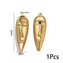 1/5 Pcs Stainless Steel Gold Plated Abstract Face Mask Charm, DIY Jewelry Making Pendant - Pendant - View 13