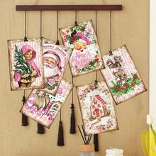 12pcs Pink Christmas Theme Postcards - Santa, Reindeer, Snowman & Festive Designs Holiday Wall Collage Kit For Home Room Decor, Christmas Greeting Card Without Envelope, Xmas Decorative Cards - A - View 6