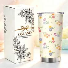 1/5pcs 20oz Colorful Ditsy Floral Travel Mug, Cream Base With Vibrant Wildflower Flat Print, Fresh And Energetic, Comes With Transparent Lid. Vacuum Insulated Stainless Steel Material, Reusable, Keeps Cold And Hot, Suitable For Daily Outings And Gatherings, Lively Colors, Highly Attractive Creative Gift For Friends. - Floral Print - View 11