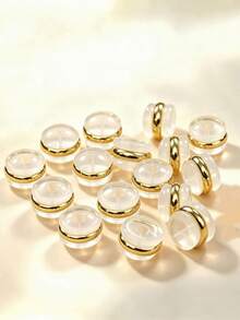 Approx. 100pcs Women's Daily & Holiday Wear Transparent Anti-Slip Metal Ring Hamburger Ear Plug Accessories - Gold - View 1