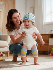 2pcs/Set Baby Anti-Fall Hat And Knee Pads Set, Toddler Learning To Walk Anti-Collision Head Protection Cap, Infant Crawling Head And Knee Protection Combination, Breathable Soft Walking Protection Gear, Cute Cartoon Knee Pads, Suitable For All Seasons. Also Suitable As Holiday Gift For Christmas, Halloween And Other Occasions. - Baby Head Protector + Knee Pads - View 5