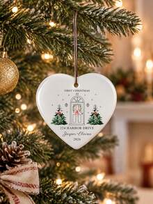 Dekorasi Rumah Baru Kustom, Dekorasi Natal Rumah Baru 2026, Natal Pertama Kami di Rumah Baru, Dekorasi Pohon Natal untuk Rumah Baru, Dekorasi Alamat - Label Gantung Keramik Natal Aneka Warna - View 3