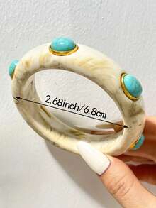 Vintage Handmade Wooden Bracelet, Multiple Mix & Match Personalized Designs With Pearl, Flower, Rivet And Rhinestone Decor, Versatile For Daily Wear, Commute And Party, Best Friend Gift - Multicolor - View 7