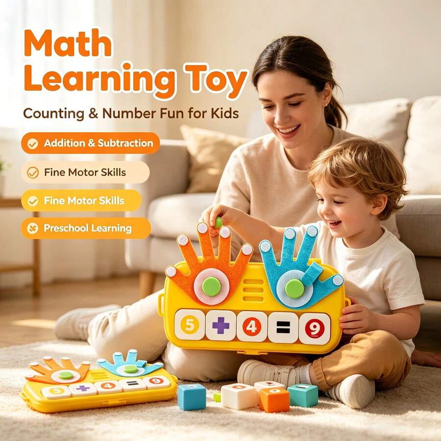 Children's Creative Finger Counting Number Blocks Toy, Toddler Fun Addition And Subtraction Arithmetic Learning Teaching Aid, Exercise Finger Flexibility Interactive Math Enlightenment, Suitable For Home Classroom Parent-Child Play, 3 Years And Above Boys And Girls Holiday Birthday Gift
