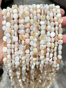 RINTOLER 1pc Creative White Mother-Of-Faux Pearl Asymmetrical Geometric Loose Beads Strand For Diy, Approx. 50pcs/Set, Random Color And Texture - Multicolor - View 3