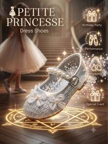 Girls' Solid Color Mesh Sandals 2026 Spring/Summer New Pearl Flower Bow Princess Shoes Performance Shoes - Silver - View 1