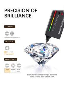 ESBERRY 1件莫桑鑽戒指 經典1CT 4爪單鑽戒指，適合女性婚禮與訂婚佩戴 - 銀色 - 查看 5