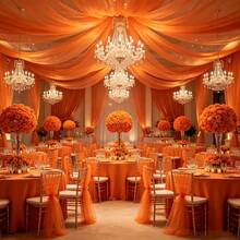 1pc Romantic 393 Inch Deep Orange Tulle Fabric, Long Solid Color Tulle Curtain, 100% Polyester Fabric, Multi-Purpose Party Backdrop, Suitable For Wedding Arch, Home Decor, Wedding Arch Backdrop, Baby Shower Decor, Purple Arch Fabric, Home Decor, Birthday Wedding Party - Dark Orange - View 10