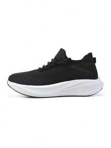 Men's Lightweight Breathable Running Shoes, Non-Slip Sports Casual Shoes - Black - View 4
