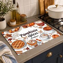 1pc Pumpkin Spice Autumn Kitchen Table Mat, Coffee Waffle Cinnamon Dessert Print Placemat, Pumpkin Spice Table Mat, Thanksgiving Coffee Countertop Mat, Autumn Kitchen Dining Room Tabletop Home Decor - Multicolor - View 2
