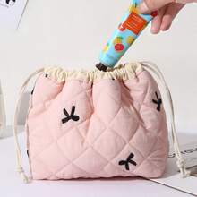 1pc Luxury Quilted Shell Makeup Bag, Portable Daily Cosmetic Storage Bag, High-End Large Capacity Cute Drawstring Pouch - Multicolor - View 19
