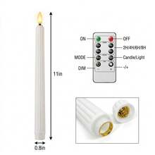 Bộ 6 nến trụ không lửa (có điều khiển từ xa và chức năng hẹn giờ); chạy bằng pin (không bao gồm pin); hiệu ứng ngọn lửa nhấp nháy; phù hợp cho sinh nhật, tiệc tùng, trang trí nhà thờ và các sự kiện lễ hội - Nhiều màu - Xem 3