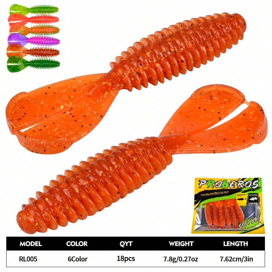 PRO BEROS SUNLURE 6pcs Soft Bait Set, Fishing Lures, Dual-Color Realistic Hook Baits For Fathead Minnow, Pike, And Other Fish. Made Of Durable PVC Plastic, Suitable For Bass, Sea Bass, Saltwater And Freshwater Fish