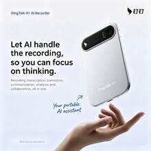 Reletech Perekam Suara AI, DingDing A1 Ultra-Tipis Paduan Aluminium, Penyimpanan Lokal 64GB, Susunan 6 Mikrofon, Pengurangan Kebisingan, Transkripsi dan Terjemahan Multibahasa Real-Time, Perekam Suara Portabel Magnetik, Cocok untuk Rapat, Wawancara, Kuliah - View 7