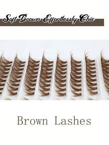 180 Clusters Brown 60D Dense Fox Eye Segmented Eyelash Extensions DIY Fluffy Curly Lightweight Comfortable Faux Mink Daily Makeup False Eyelashes - D - View 4
