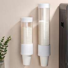Pc Disposable Cup Holder Automatic Dispenser, No Drilling Required, Wall-Mounted, Desktop, Dust-Proof Paper Cup Rack, Water Dispenser, Home Water Dispenser, Large Capacity Dust-Proof Water Cup Storage Side Rack - A - View 4