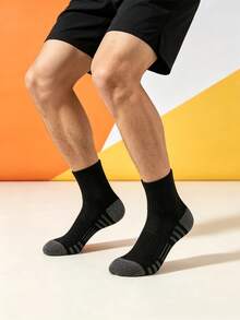 1/5/10/20 Pairs Men's Mid-Calf Socks, Striped Sole Design, Mesh Breathable, Sports Running Socks, Fitness Socks - Multicolor - View 2
