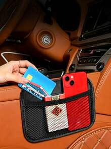 Car Seat Side Mesh Storage Bag, Multi-Function Back Seat Hanging Organizer, Adhesive Installation Car Interior Mesh Pocket, Can Store Phone, Keys, Cards And Small Items, Universal Car Seat Storage Mesh Bag - Car Storage Bag - View 2