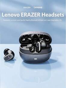 Lenovo 藍牙耳機 主動降噪 長續航 防水 TWS 無線入耳式 時尚運動睡眠舒適佩戴 原裝 Lenovo 藍牙耳機 - 黑色 - 查看 3