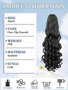 20-Inch Synthetic Wavy Ponytail Hair Clips, Providing A Fluffy And Various Color Options, Equipped With Safety Clips, Suitable For Parties, Formal Occasions, Hairstyle Accessories, Natural Appearance Hair Pieces, Elegant Bride Style - Multicolor - View 2
