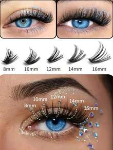 High-Rated 200 Clusters 30D Cat Eye False Eyelashes, 10-16mm Mixed Length, D Curl, DIY Natural Fluffy Dense Effect, Great Value, Suitable For Beginners, Reusable, Applicable For Daily, Party, Stage Performance, Christmas Gift - D - View 7