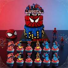 Cake Topper Set, Superhero Happy Birthday Cake Decorations, Cupcake Toppers, Superhero Cake Picks For Birthday, Halloween, Thanksgiving, Christmas - Multicolor - View 2