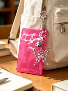 Butterfly Accessories Colored Card Transparent Colored Card Sleeve ID Card Protector Suitable For ID Cards, Keys And Card Holders, Can Be Used As Pendant Or Keychain. Cute Design, Suitable For Female Teachers, Office, School And Other Occasions. Also Suitable As Graduation, Birthday, Christmas Gifts. - Multicolor - View 2