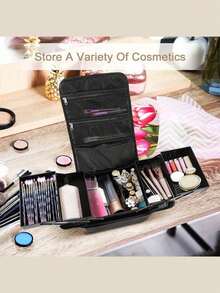 Portable Large Capacity Professional Makeup Organizer Box (29 X 21 X 27 Cm) With Shoulder Strap; Nylon Material (Random Zipper Color). - Multicolor - View 2