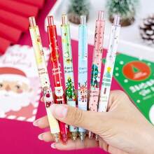 16pcs Random Cute Christmas Cartoon Retractable Gel Pens, Christmas Tree Santa Claus Reindeer Pattern Press-Type Water Pens, Office Planner Writing Stationery Christmas Party Small Gift, Includes 6 Pens + 10 Refills - Multicolor - View 9
