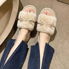 Women's All-Season Indoor Slippers, Winter Home Slides, Comfortable Fluffy Faux Fur Slippers, Warm Soft House Shoes - Apricot - View 5