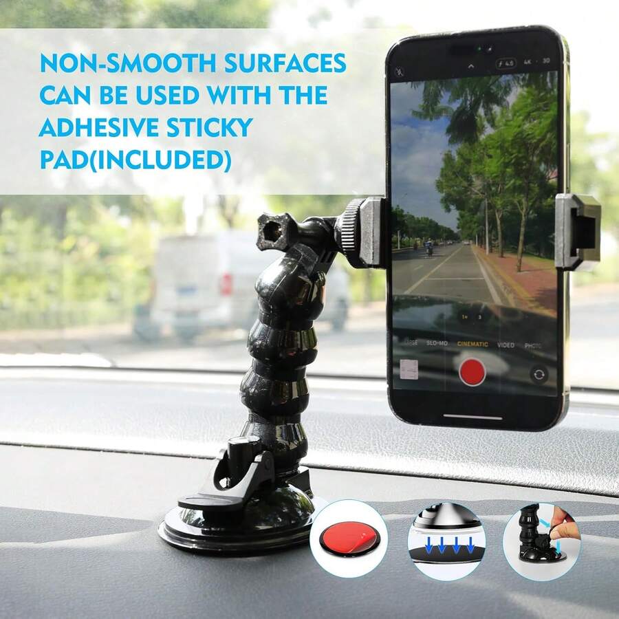 Rotatable Snake-Shaped Universal Suction Cup Phone Car Mount, Car Phone Holder, Navigation Bracket, Multi-Function Car Phone Holder For Sun Visor And Rear Seat, Adjustable Rotating Multi-Function Car Phone Holder, Automatic Rearview Mirror, Seat Clip, 360° Rotating Sun Visor And Rearview Mirror Phone Holder, Suitable For Navigation And Universal Car Accessories, Universal Bracket, Christmas, Halloween - Random Styles - View 1