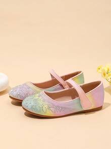 1 Pair Sweet Style Girls Autumn/Winter Shiny Party Flat Shoes - Pink - View 2