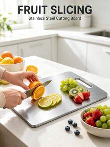 3pcs/1pc High Quality Stainless Steel Double-Sided Cutting Board - Thick, Mold-Resistant, Suitable For Kitchen And Restaurant Use, Easy To Clean With Water - Silver - View 3