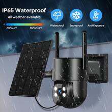 ZHXINSD Solar Security Cameras Wireless Outdoor, 2K Pan/Tilt 355 View Solar Powered WiFi Cameras For Home Security With AI Motion Detection, 2-Way Audio, IP65, SD/Cloud Storage - Black - View 3