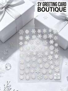 1pc Snowflake Decorative Sticker, White Hollow Snowflake Pattern Self-Adhesive Transparent Decal, Winter Theme 6D Embossed Texture Sticker, Suitable For Phone Case, Gift Box, Greeting Card, Packaging Decoration - Decorative Stickers - View 3