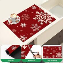 1pc Christmas Snowflake Pattern Kitchen Table Mat, Red Winter Dining Table Mat Coffee Table Mat, Christmas Snowflake Table Mat, Holiday Kitchen Dining Room Tabletop Decor Drain Mat, Christmas Party Home Decor - Multicolor - View 6