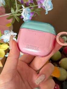 Contrast Color Translucent Purple & Green Earphone Case For AirPods Pro 3, 4th Gen Wireless Bluetooth Apple 1/2, Pro New 3rd Gen, Pro 2 Anti-Drop Protective Cover, Korean Style For Women - Baby Pink - View 19