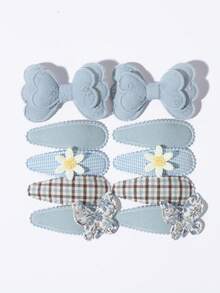 10pcs Kids Pastoral Style Bow Hair Clips, Floral Leopard Print Plaid Bangs And Side Hair Clips For Girls - Mixed color - View 15