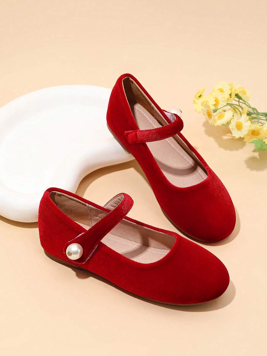 1 Pair Sweet Flat Children's Shoes For Spring And Summer - Red - View 1