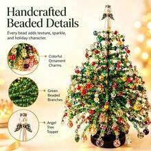 DIY Beaded Christmas Tree Set, 3D Crystal Bead Pearl Christmas Tree Making Kit, Colorful Beads, Metal Frame, Angel Topper, Warm Glowing Display, Holiday Tabletop Tree Decor, Christmas Tree - Multicolor - View 3