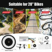 20" Aluminum Alloy Bike Conversion Kit, Brushless Gearless Motor With Overheat & Overcurrent Protection For Folding Bike Modification - Black - View 4