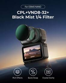 TELESIN Filter Set (Includes CPL, VND 8-32, 1/4 Soft Filter And 10x Macro Lens), Waterproof Aluminum Alloy Frame Design, Specifically Designed For OSMO NANO Camera. - View 2