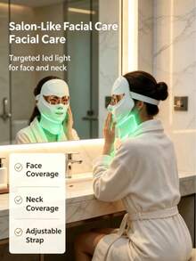 7-Color Facial And Neck Light Therapy Device, Home LED Light Therapy Equipment, Red Light Therapy, Suitable For All Skin Types, Facial Skincare Tool, Wireless Charging, 900mAh Lithium Battery (White Facial And Neck Integrated) - Multicolor - View 6