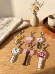 1PC/6pcs K-Pop LightstickCollection Aesthetic Acrylic Keychains, Korean Pop Idol Group Lightstick Cartoon Series Irregular Pattern Pendant, Backpack And Car Key Accessories, K-Pop Fans, Korean Pop Stans And Idol Support Enthusiasts Gift - Multicolor - View 4